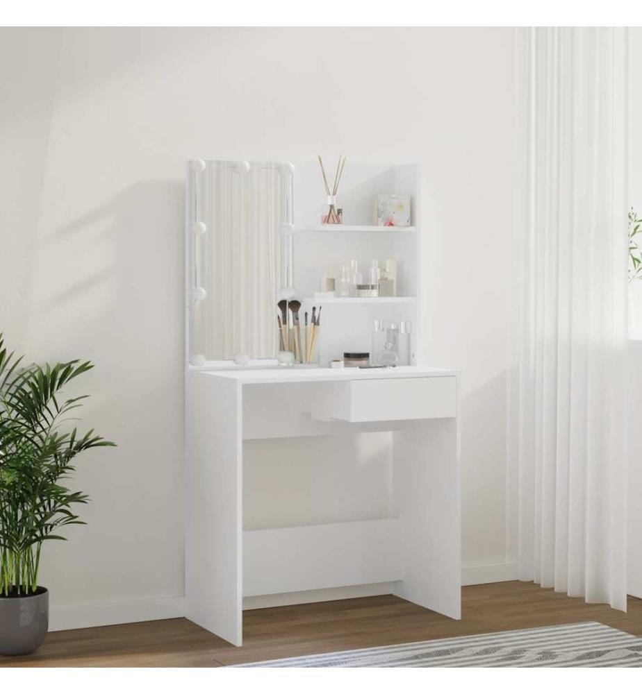 Schminktisch mit LED Weiss 74,5x40x141 cm