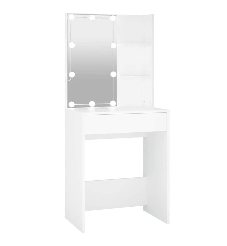 Schminktisch mit LED Weiss 60x40x140 cm