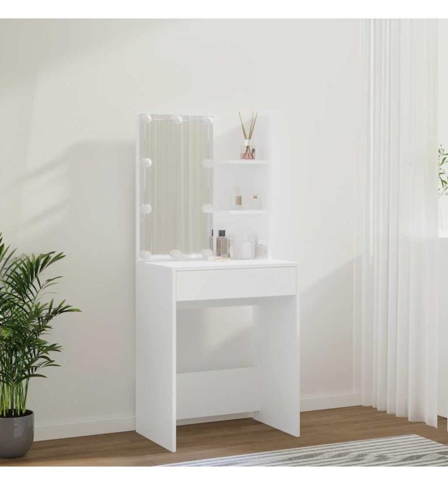 Schminktisch mit LED Weiss 60x40x140 cm