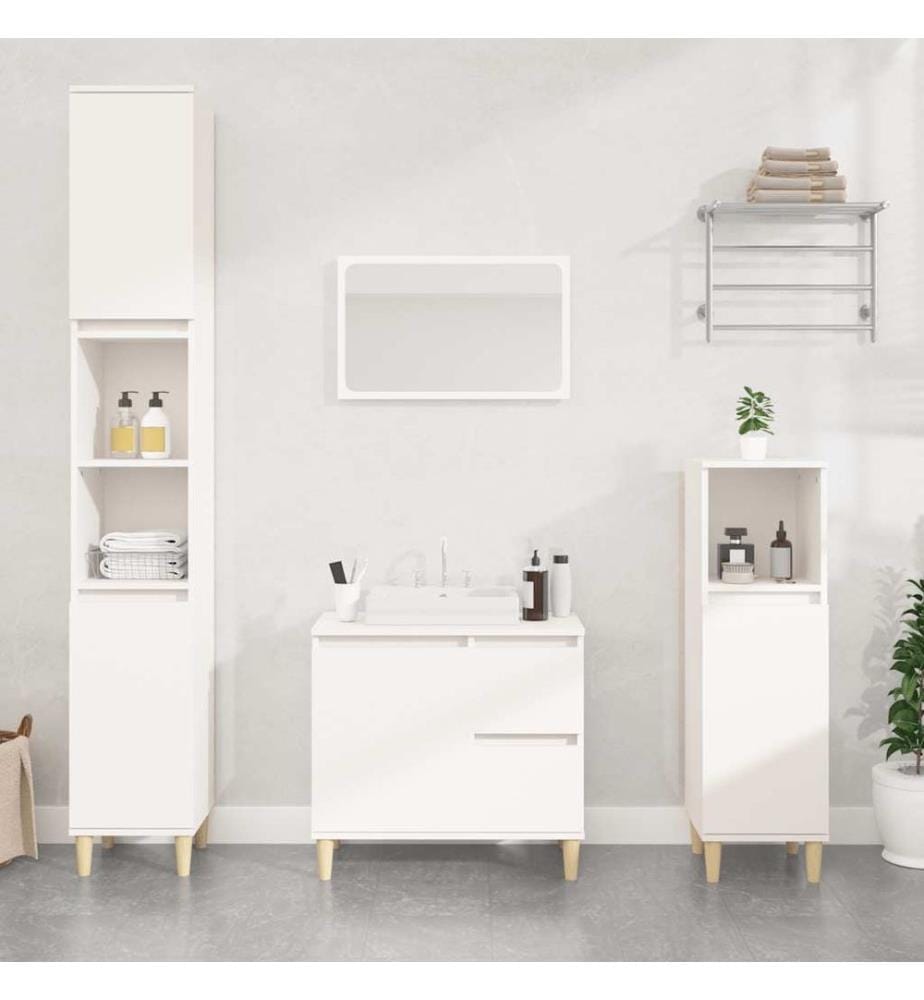 Badschrank Weiss 65x33x60 cm Holzwerkstoff