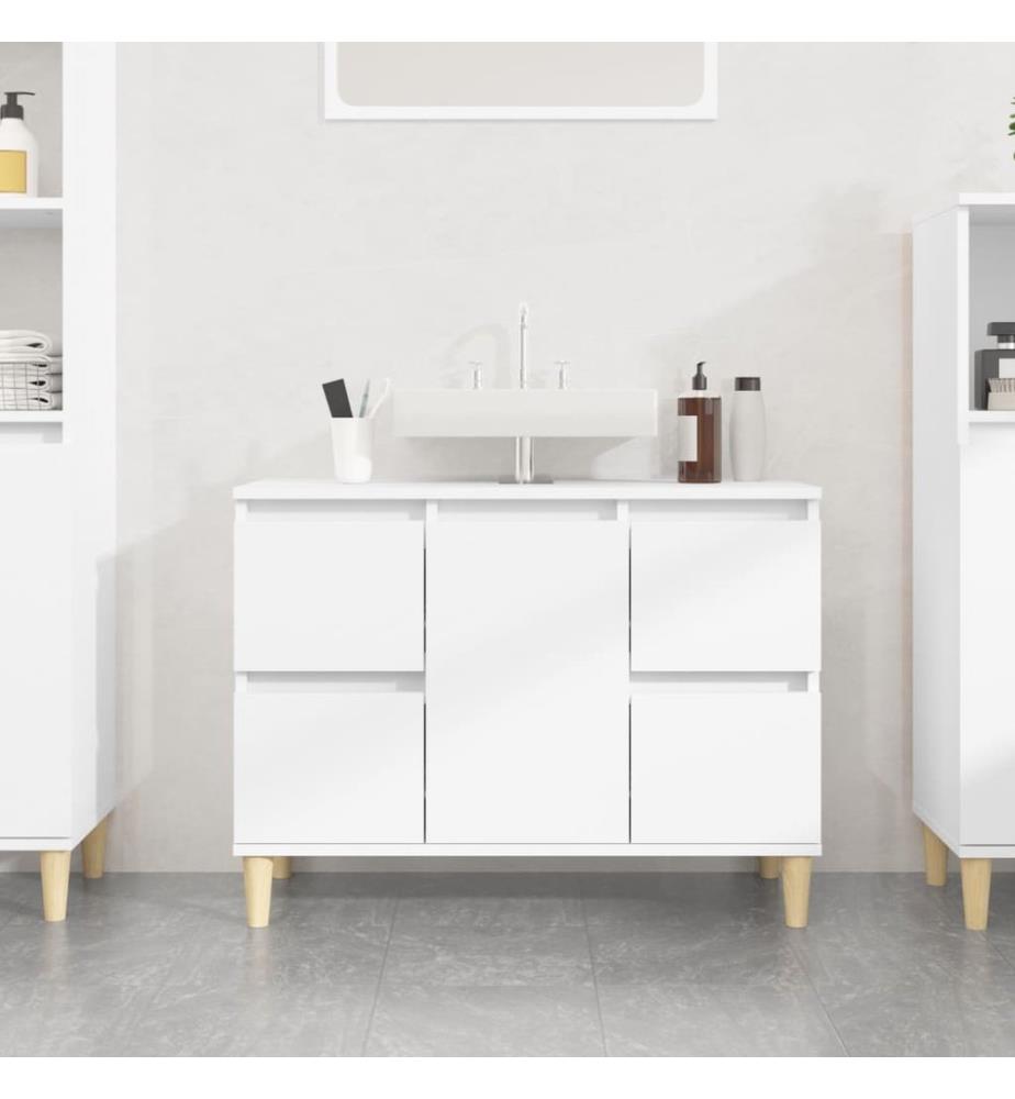 Waschbeckenunterschrank Weiss 80x33x60 cm Holzwerkstoff