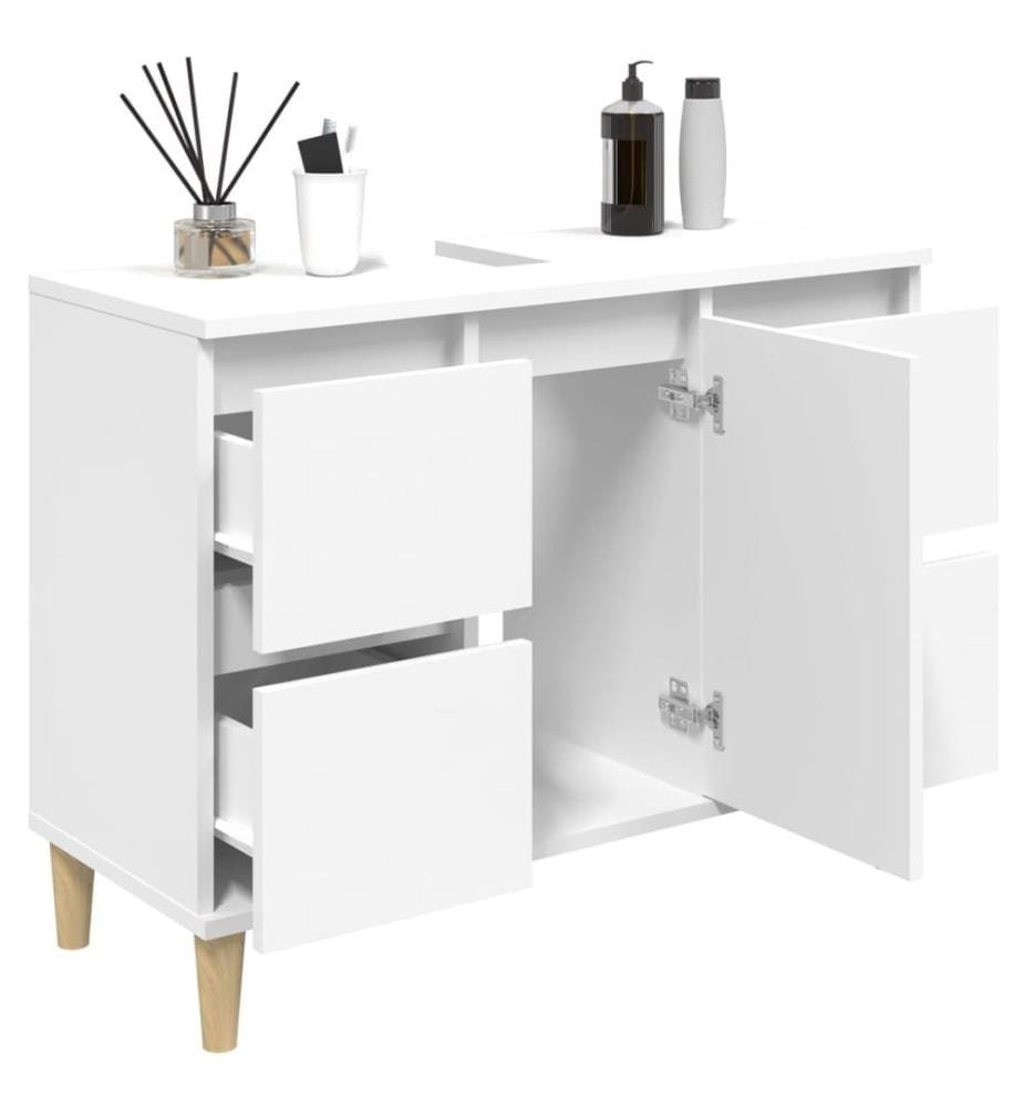 Waschbeckenunterschrank Weiss 80x33x60 cm Holzwerkstoff