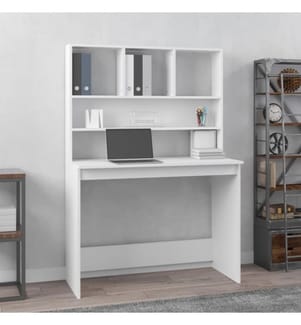 Schreibtisch mit Regal Weiss 102x45x148 cm Holzwerkstoff