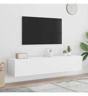 TV-Wandschränke mit LED-Leuchten 2 Stk. Weiss 80x35x31 cm