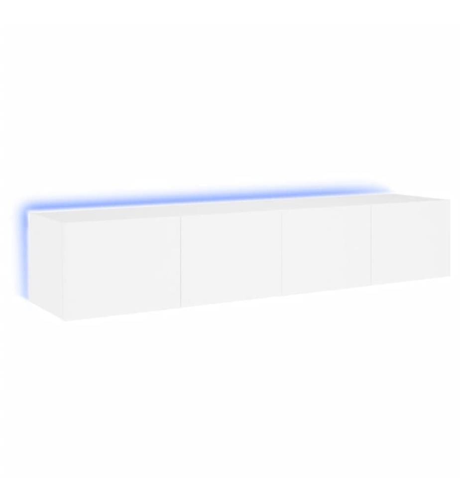 TV-Wandschränke mit LED-Leuchten 2 Stk. Weiss 80x35x31 cm