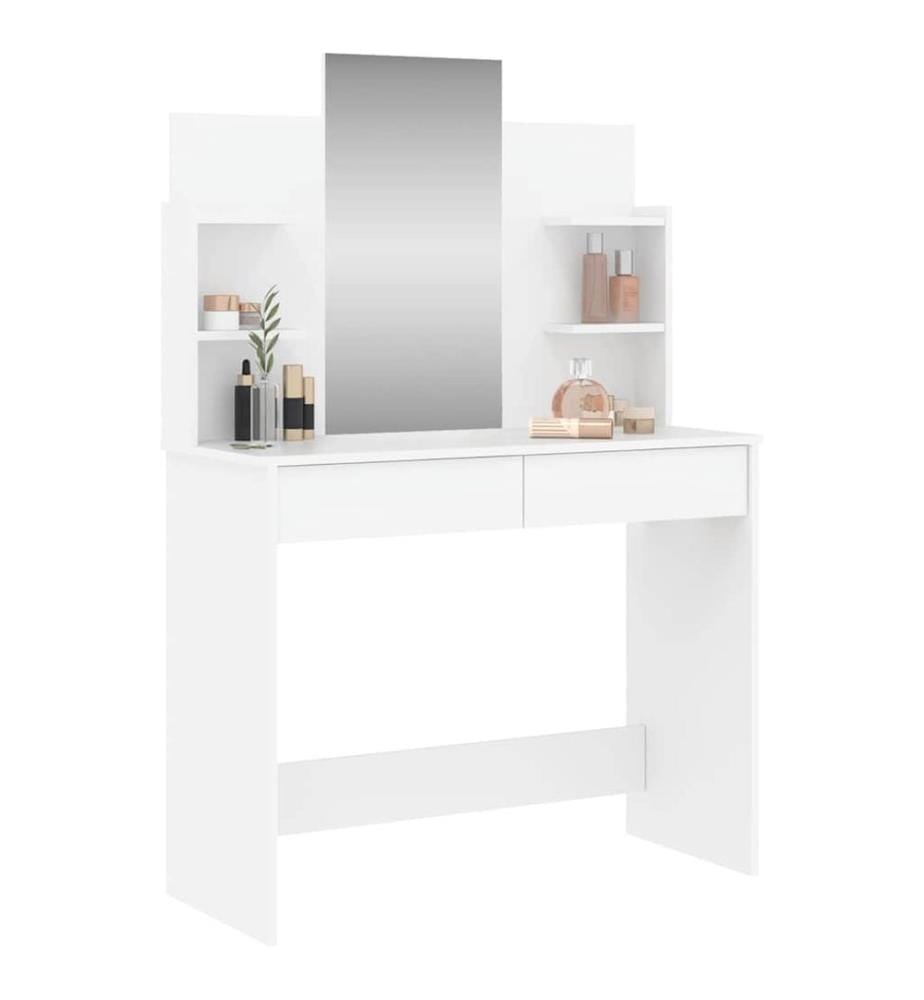 Schminktisch mit Spiegel Weiss 96x39x142 cm