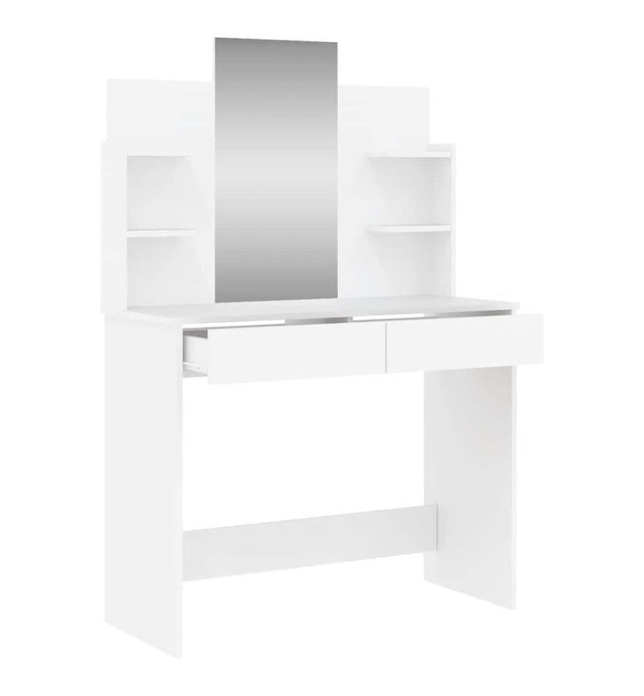 Schminktisch mit Spiegel Weiss 96x39x142 cm
