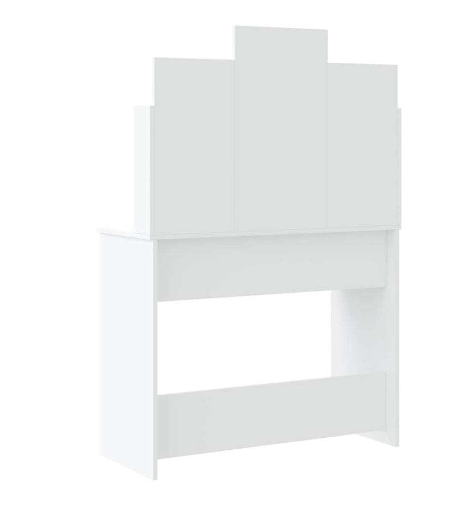 Schminktisch mit LED-Leuchten Weiss 96x40x142 cm