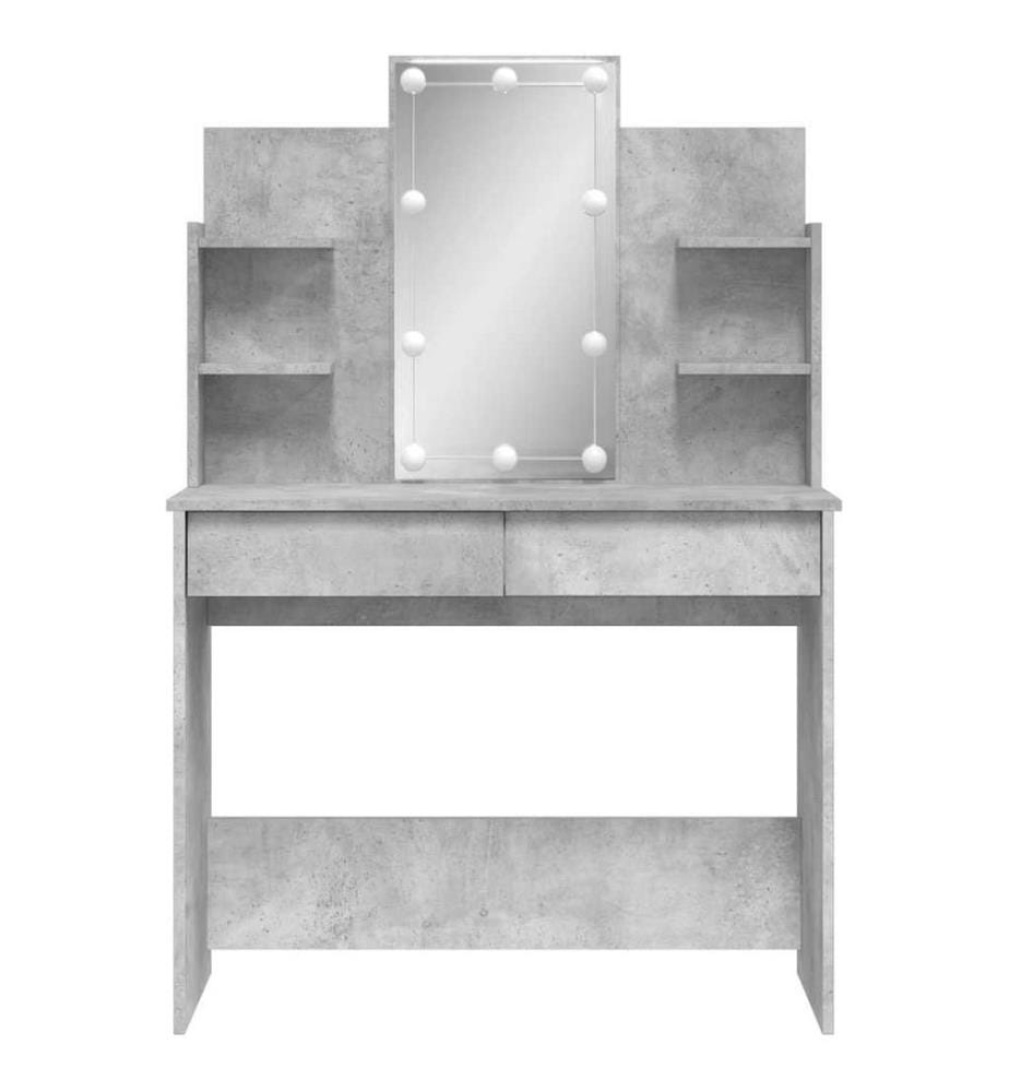 Schminktisch mit LED-Leuchten Betongrau 96x40x142 cm