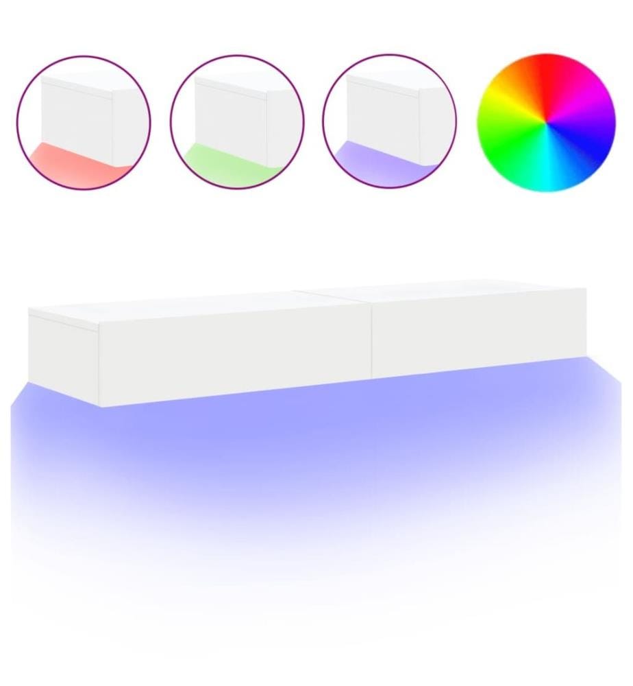 TV-Schränke mit LED-Leuchten 2 Stk. Weiss 60x35x15,5 cm