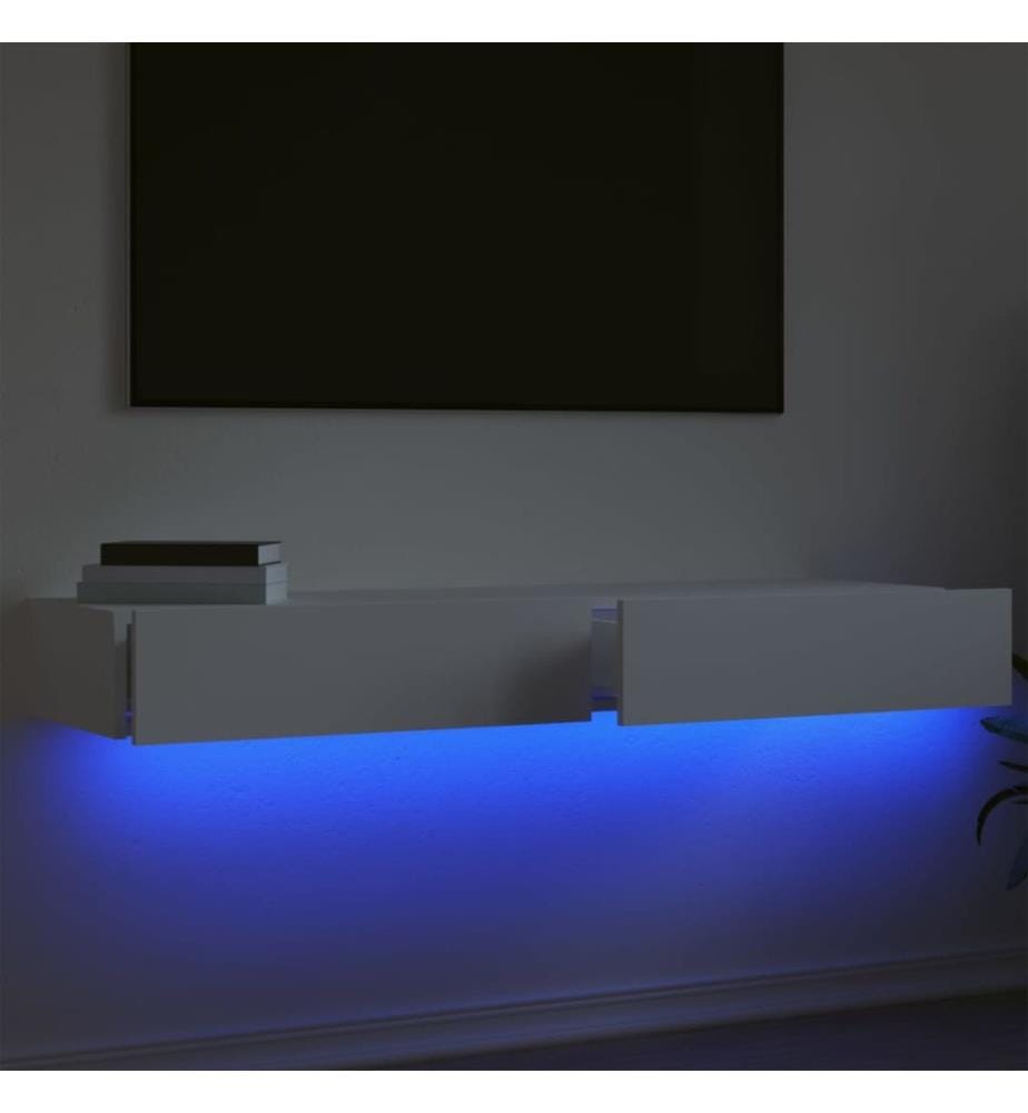 TV-Schränke mit LED-Leuchten 2 Stk. Weiss 60x35x15,5 cm