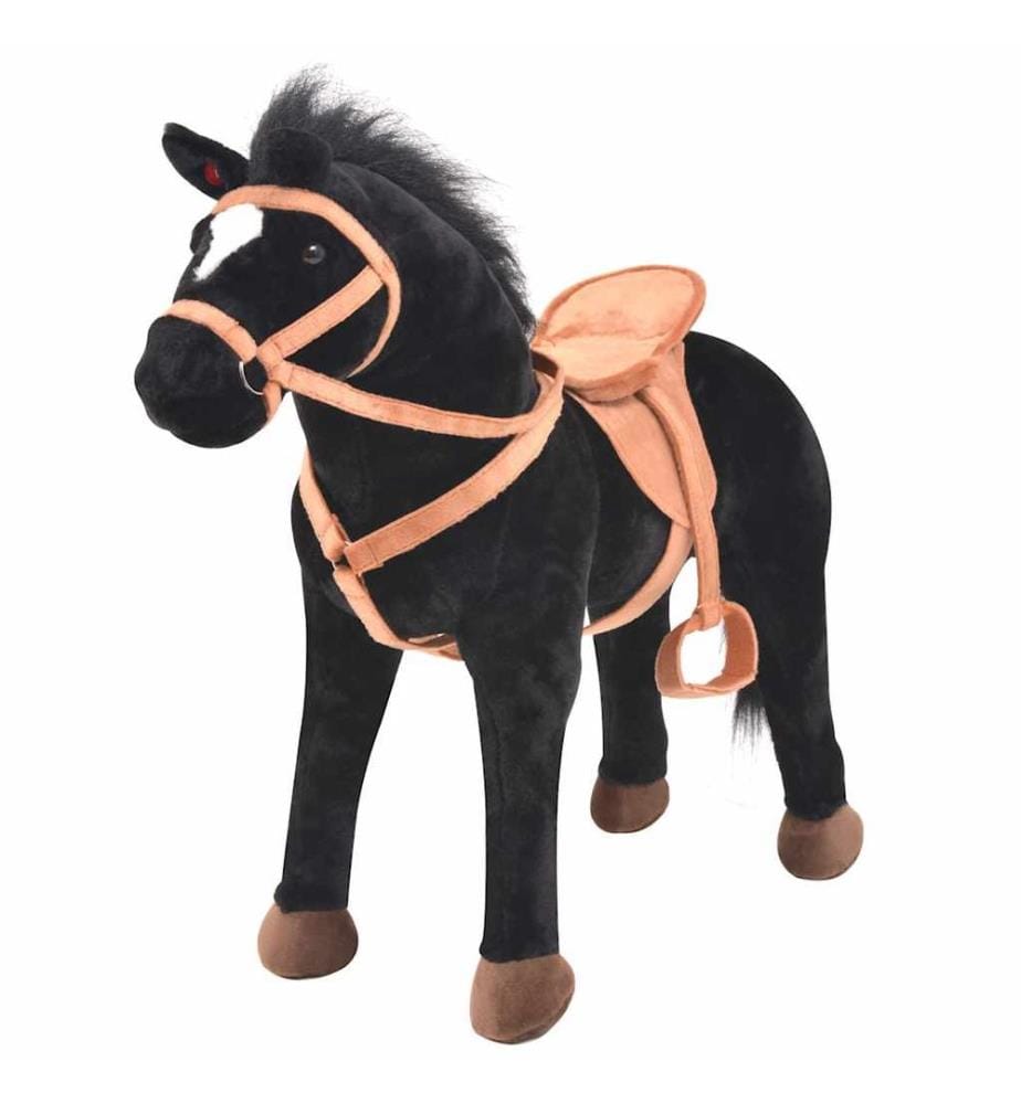 Plüschtier Pferd Stehend Plüsch Schwarz