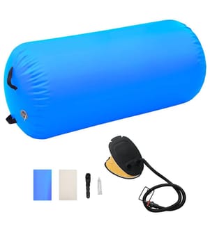 Rouleau gonflable de gymnastique avec pompe 120x90 cm PVC Bleu