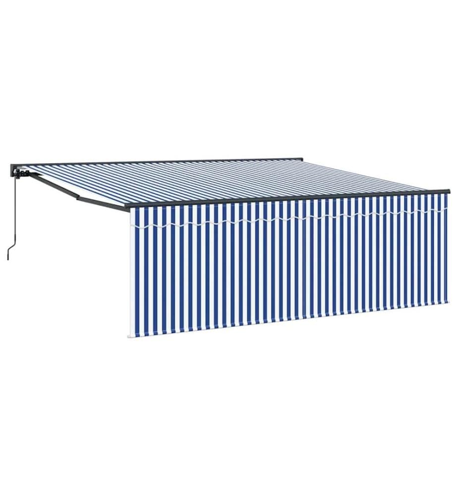 Auvent Rétractable Bleu et Blanc 400 × 300 cm