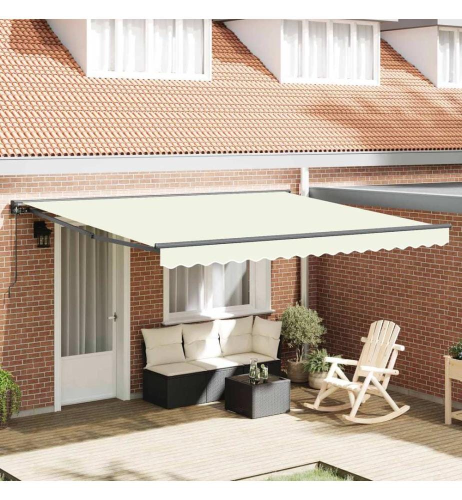 Cadre d'auvent Crème 400 × 300 cm Polyester avec revêtement PU