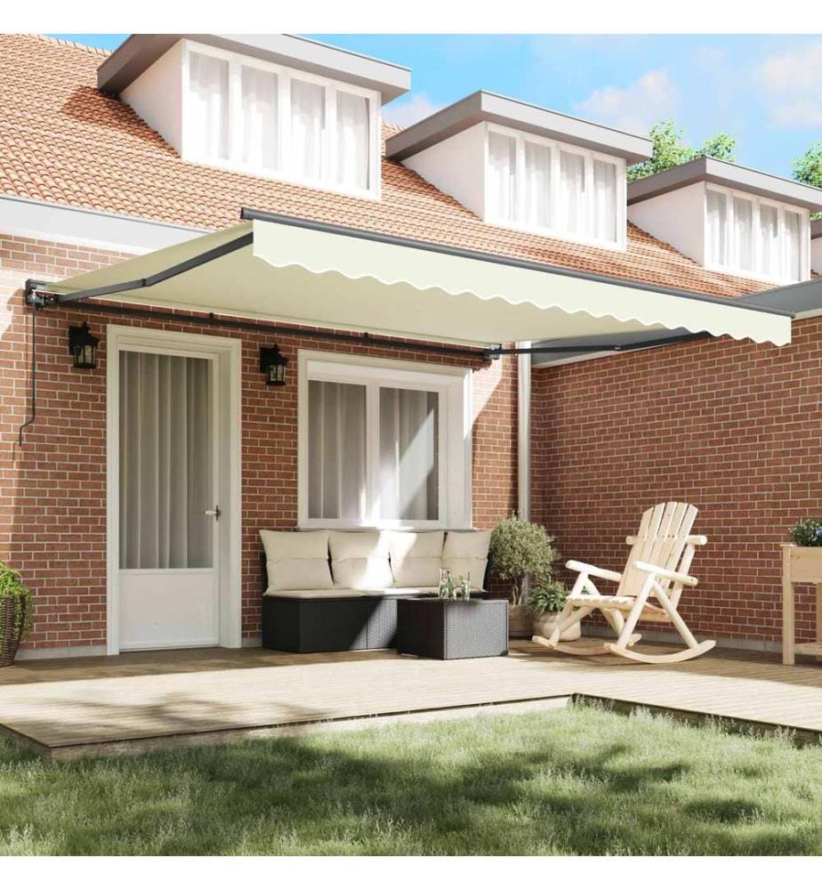 Cadre d'auvent Crème 400 × 300 cm Polyester avec revêtement PU