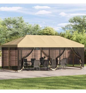 Gazebo avec murs latéraux 6 x 3 m Crème Polyester et Acier 190