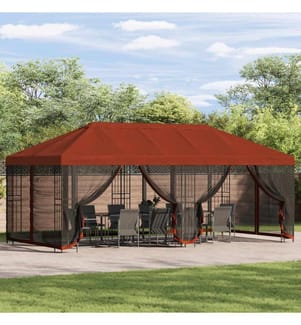 Gazebo avec murs latéraux 6 x 3 m Terre cuite