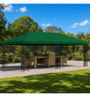 Gazebo avec murs latéraux 6 x 3 m Vert Polyester et Acier 190