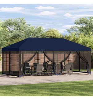 Gazebo avec murs latéraux 6 x 3 m Bleu Polyester et Acier 190