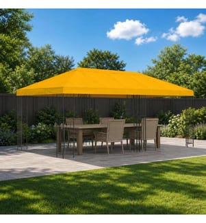 Gazebo avec murs latéraux 6 x 3 m Jaune Polyester et Acier 190