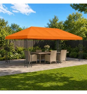 Gazebo avec murs latéraux 6 x 3 m Orange Polyester et Acier 190