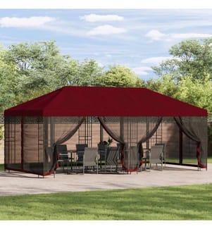 Gazebo avec murs latéraux 6 x 3 m Bordeaux Polyester et Acier