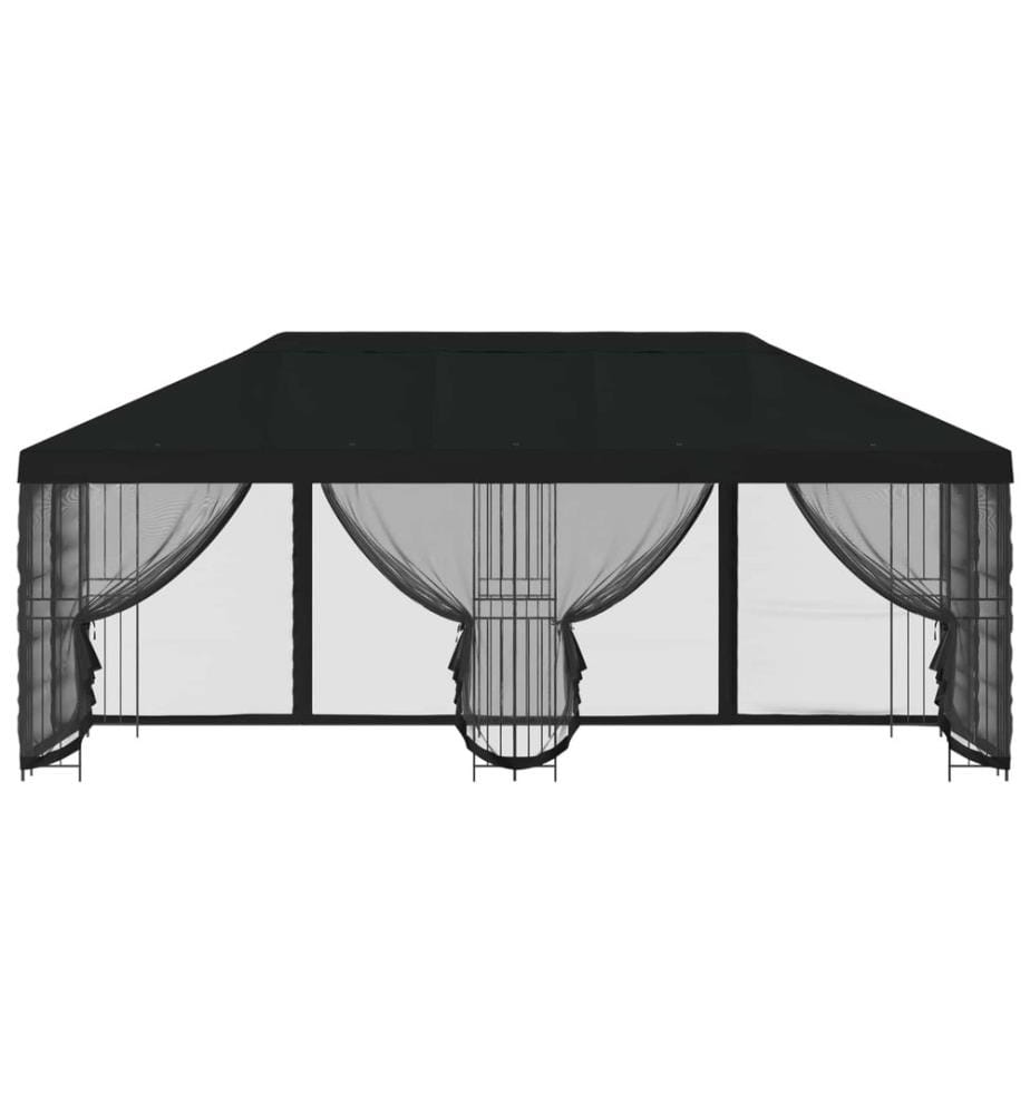 Gazebo avec murs latéraux 6 x 3 m Noir Polyester et Acier 190