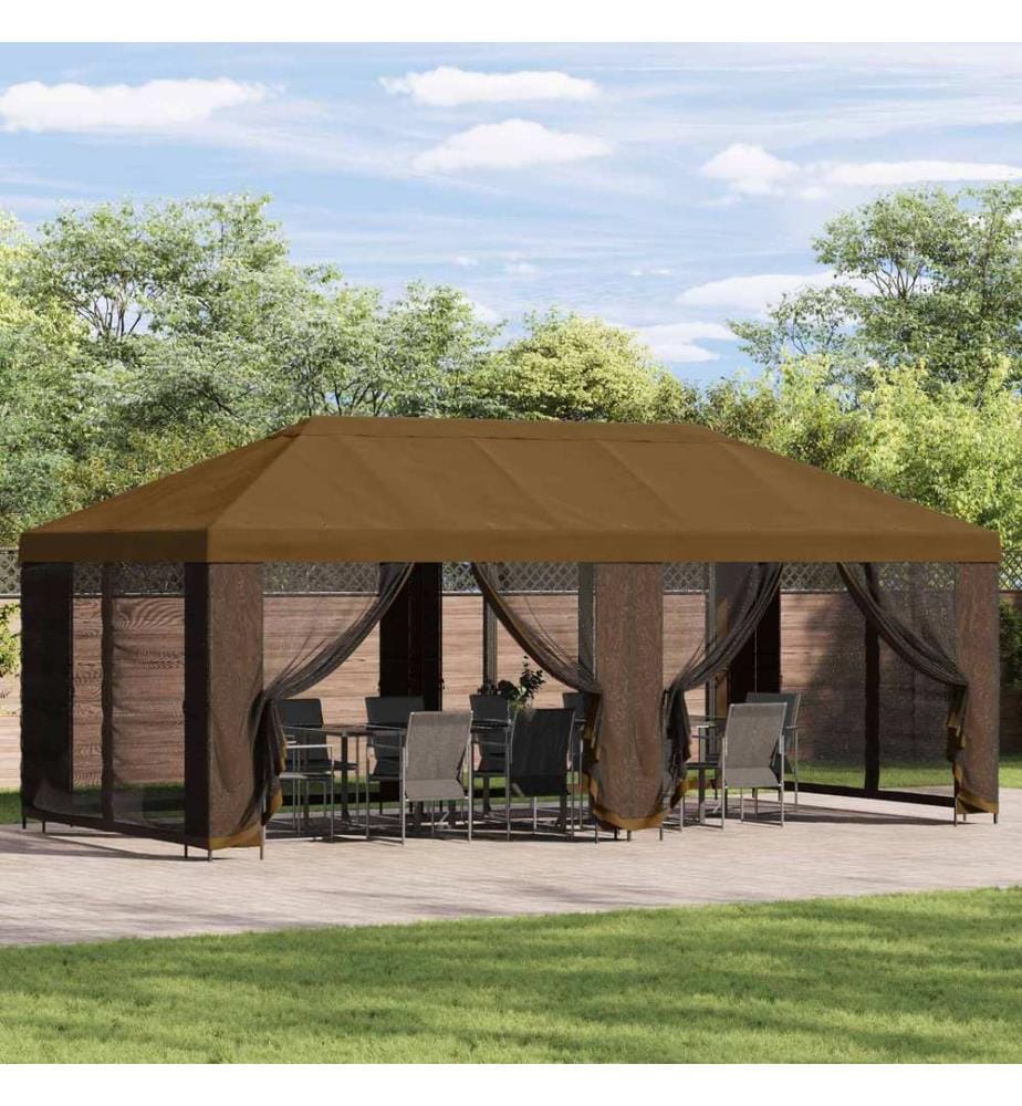 Garten Pavillon 6 x 3 m Taupe Polyester und Stahl 190