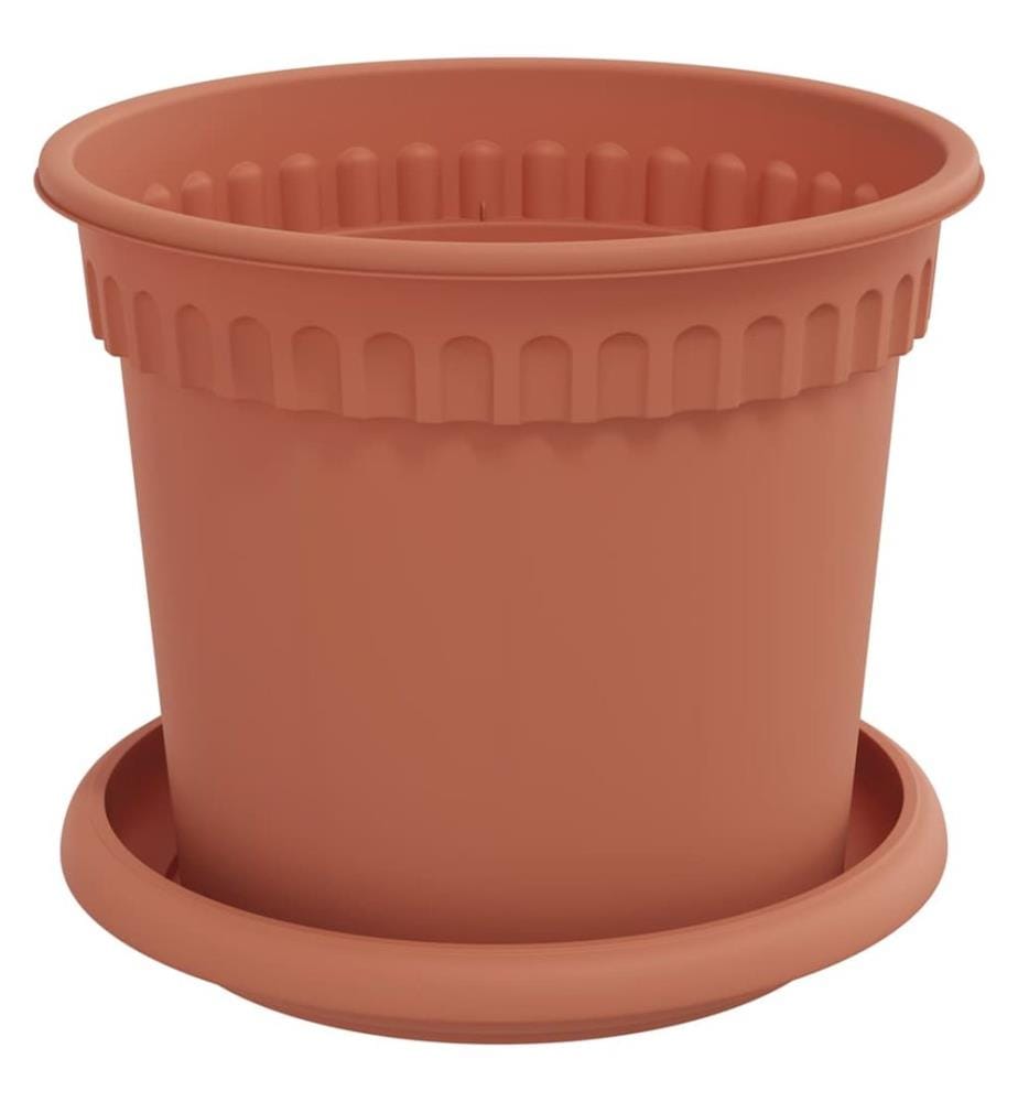 Flower Pots, 6-piece set, brick red, Ø 15 x 12 cm, plastic