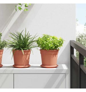 Pots de plantes 6 pcs Rouge brique Ø 17 x 14 cm Plastique