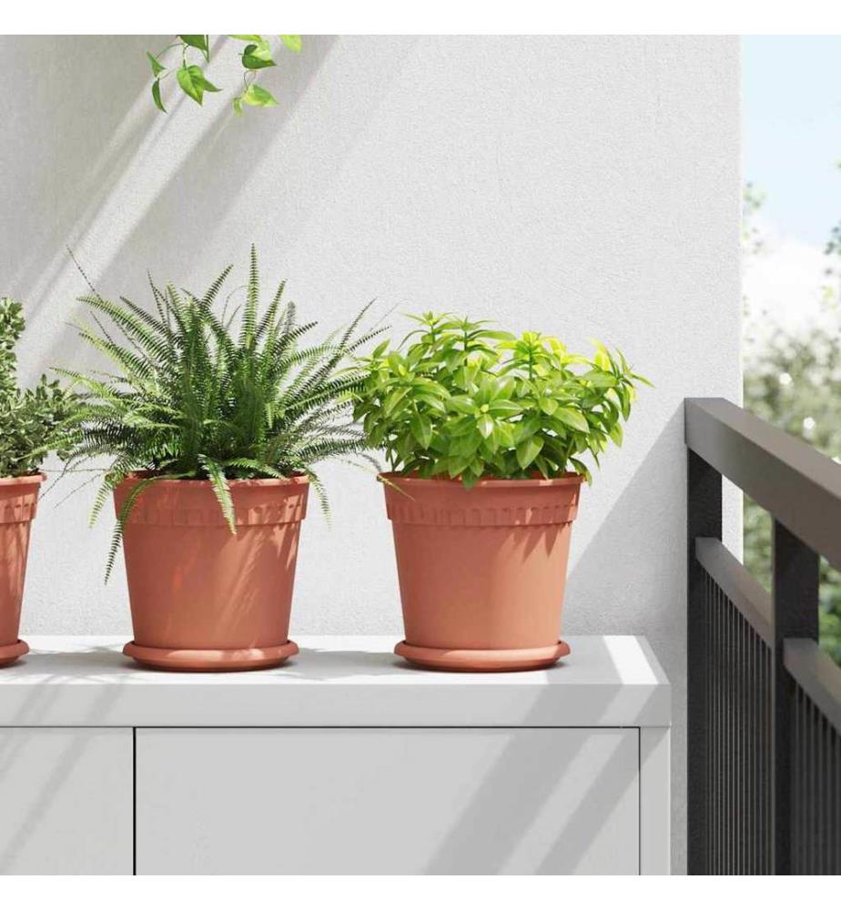 Flower Pots, 6-piece set, brick red, Ø 19 x 16 cm, plastic
