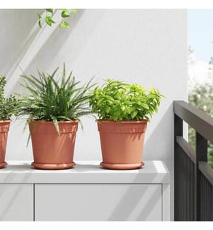 Pots de plantes 6 pcs Rouge brique Ø 19 x 16 cm Plastique