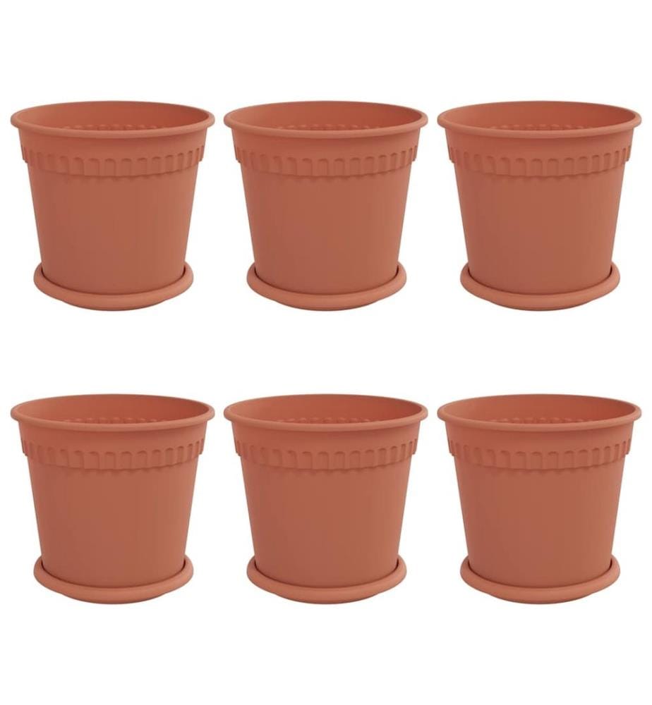 Flower Pots, 6-piece set, brick red, Ø 19 x 16 cm, plastic