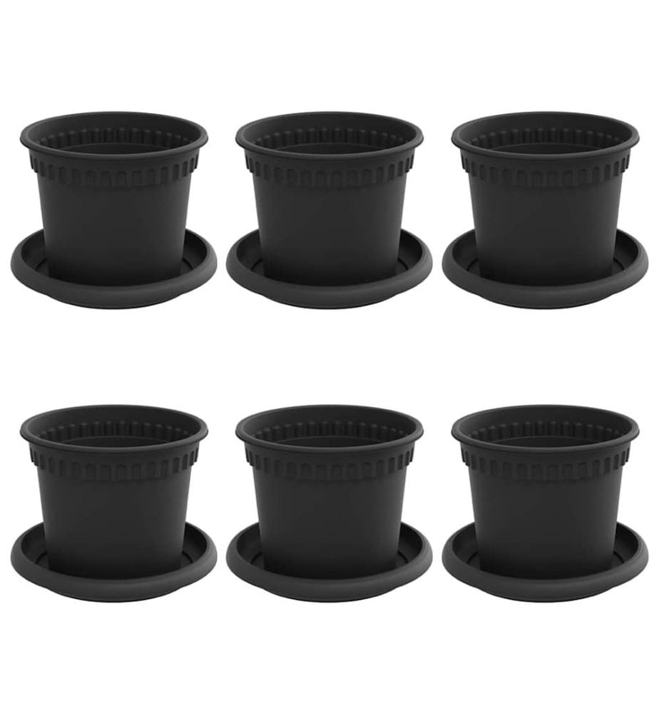 Blumentöpfe 6 pcs Schwarz Ø 12,5 x 10 cm Kunststoff