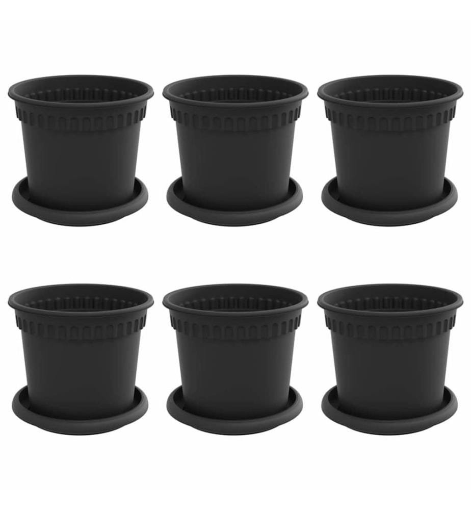 Pots de plantes 6 pcs Noir Ø 15 x 12 cm Plastique