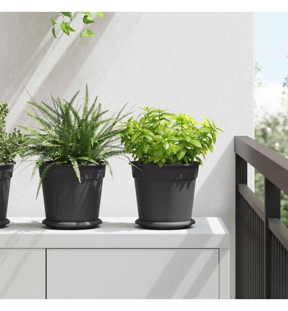 Blumentöpfe 6 pcs Schwarz Ø 19 x 16 cm Kunststoff