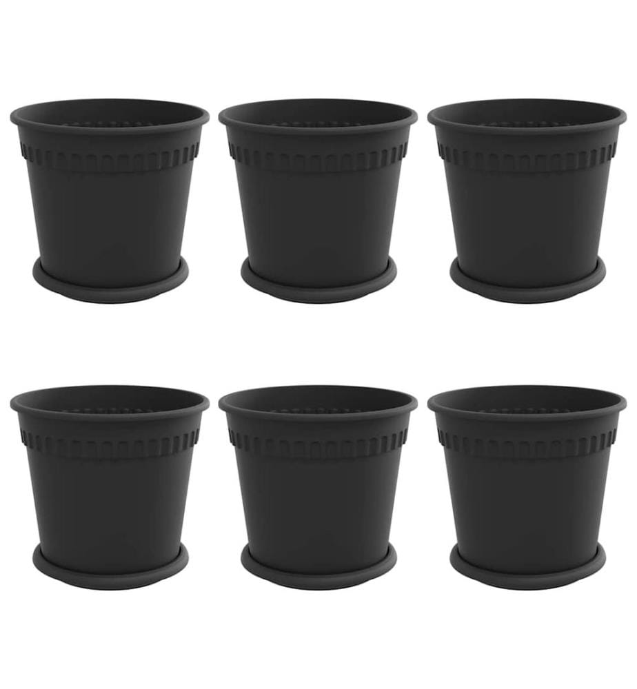Blumentöpfe 6 pcs Schwarz Ø 19 x 16 cm Kunststoff