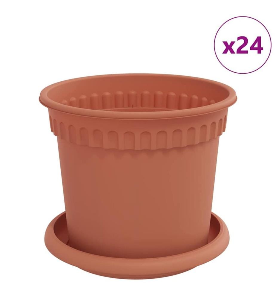 Pots de plantes 24 pcs Rouge brique Ø 15 x 12 cm Plastique