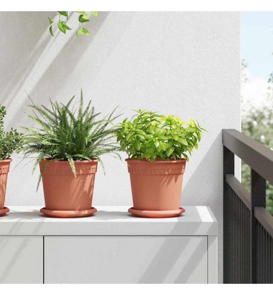 Flower Pots, 24 pcs, Brick Red, Ø 17 x 14 cm, Plastic