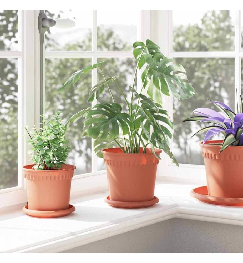 Flower Pots, 24 pcs, Brick Red, Ø 17 x 14 cm, Plastic