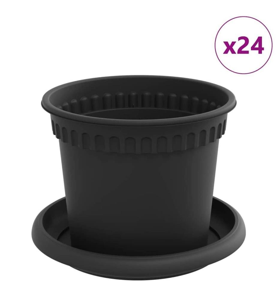 Blumentöpfe 24 pcs Schwarz Ø 12,5 x 10 cm Kunststoff