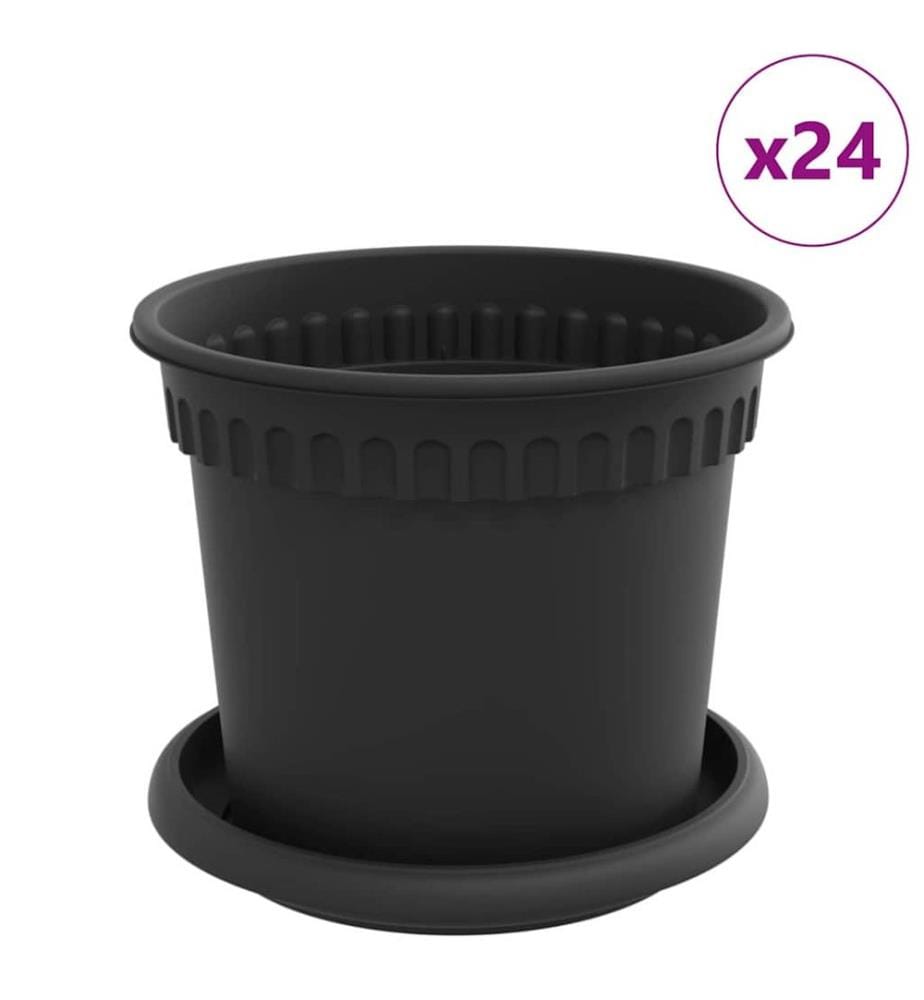 Pots de plantes 24 pcs Noir Ø 15 x 12 cm Plastique