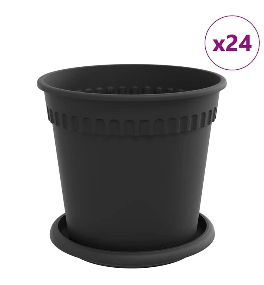 Blumentöpfe 24 pcs Schwarz Ø 17 x 14 cm Kunststoff