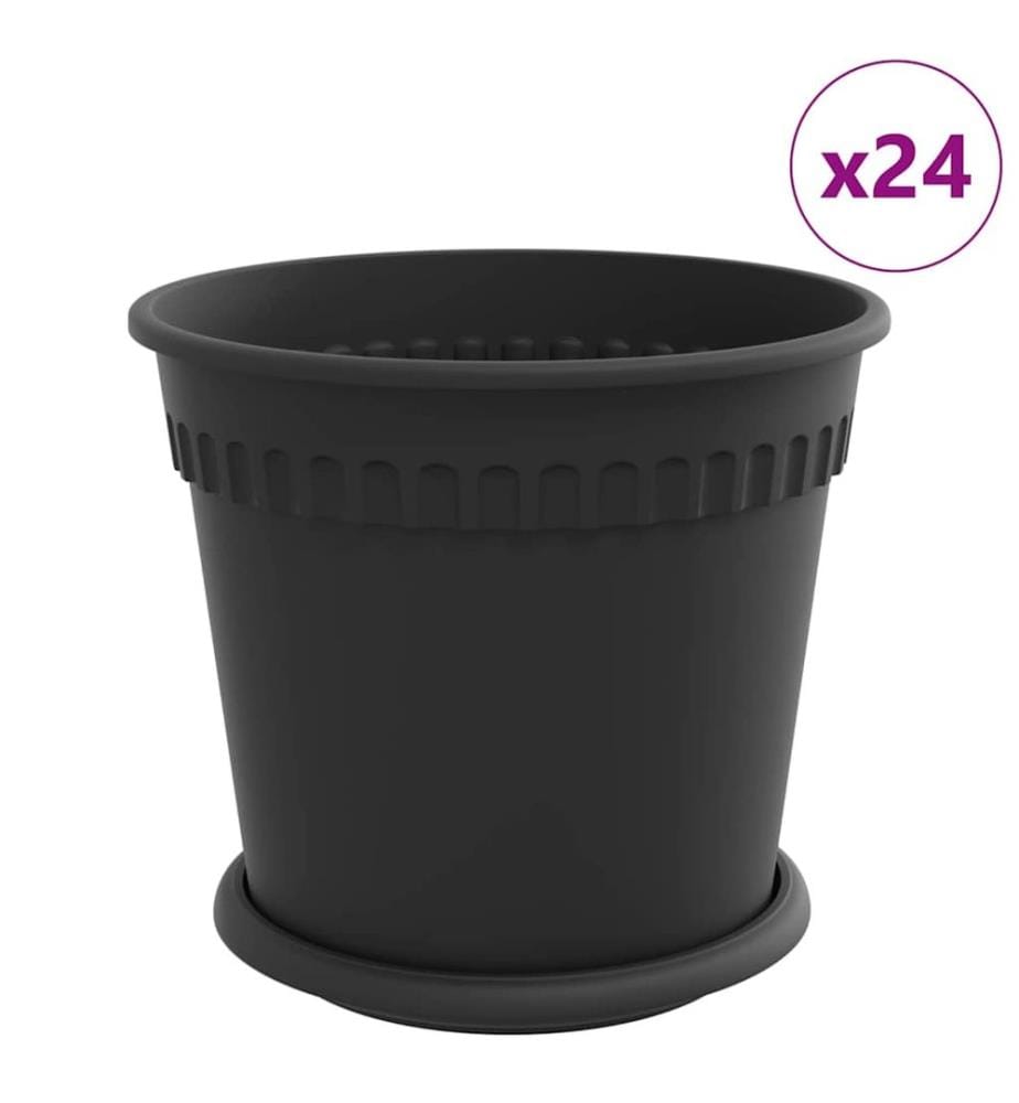 Blumentöpfe 24 pcs Schwarz Ø 19 x 16 cm Kunststoff