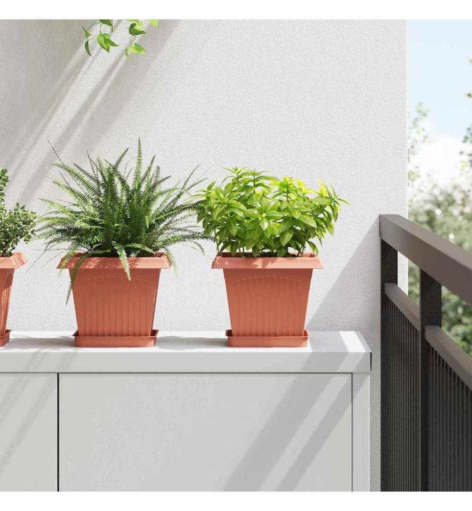 Flower Pots, 6-piece set, Brick Red, 20 x 20 x 16 cm, Plastic
