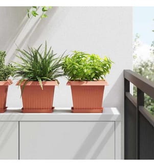 Pots de plantes 6 pcs Rouge brique 23 x 23 x 17,5 cm Plastique