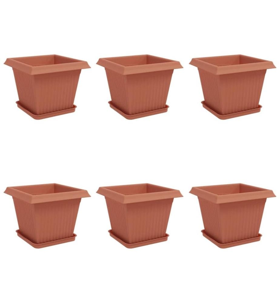 Flower Pots, 6-piece set, Brick Red, 33 x 33 x 26 cm, Plastic