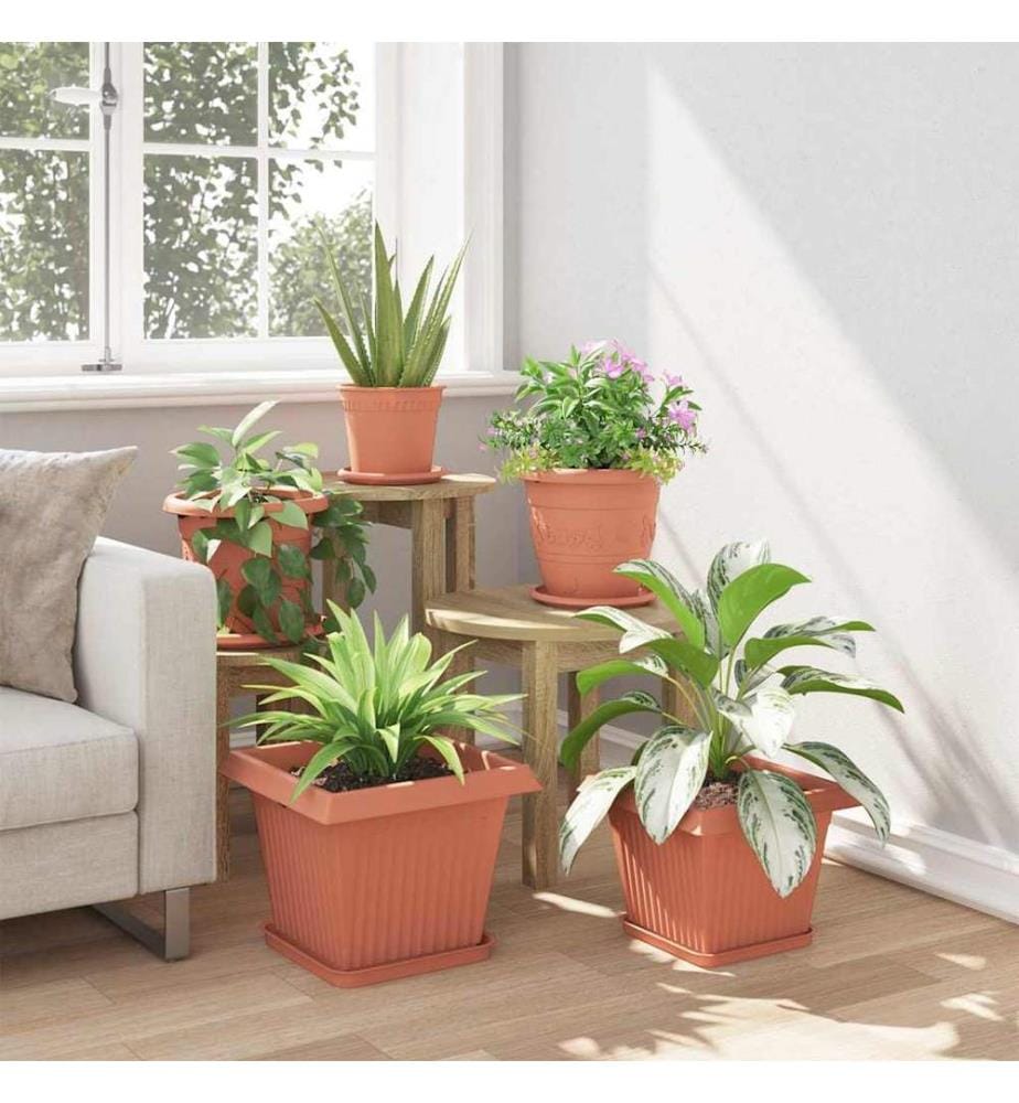 Flower Pots, 6-piece set, Brick Red, 33 x 33 x 26 cm, Plastic