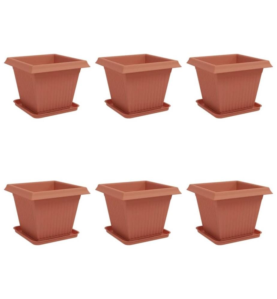 Flower Pots, 6-piece set, Brick Red, 38 x 38 x 30 cm, Plastic